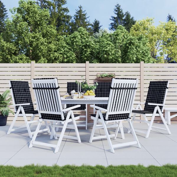 vidaXL k&otilde;rge seljatoega toolipadjad 6 tk, must ruudumuster, kangas