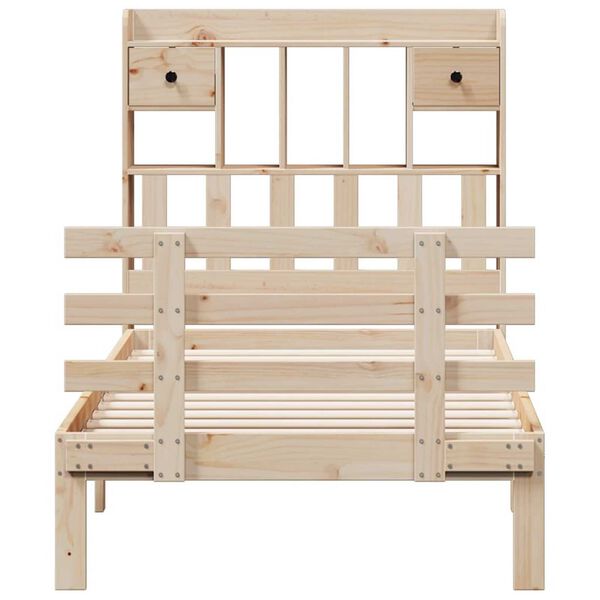 vidaXL riiuliga voodi ilma madratsita, 100 x 200 cm, männipuit