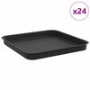 vidaXL Ruudu kujuline lille alus 24 pcs Must 21 x 21 x 2 cm Plastmass