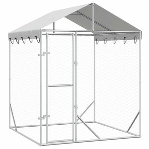vidaXL katusega koeraaedik, h&otilde;bedane, 2x2x2,5 m, tsingitud teras