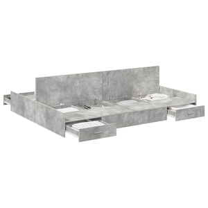 vidaXL Voodi hoiukohaga raam peaga Betoonhall 150 x 200 cm Tehispuit