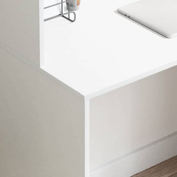 vidaXL Laud riiuliga ladustamisega Valge 102 x 50 x 124 cm Tehispuit