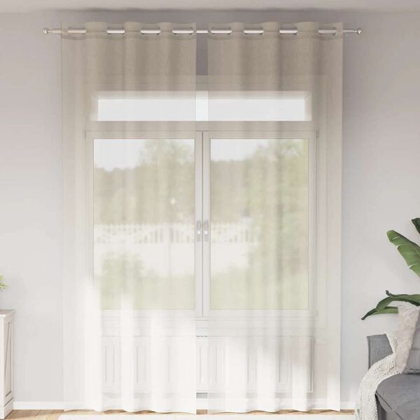 vidaXL Voile kardinad r&otilde;ngastega 2 tk Kreem 140x260 cm