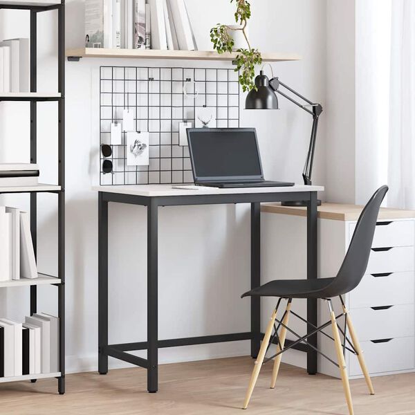 vidaXL laud Valge 80 x 50 x 77 cm T&ouml;&ouml;deldud puit ja teras