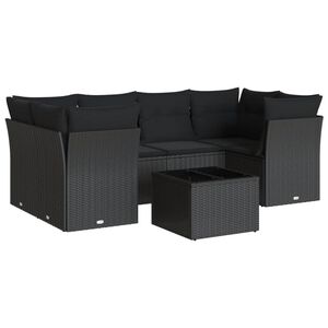 vidaXL 7-osaline aiadiivani komplekt patjadega, must, pol&uuml;rotang