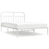 vidaXL metallist voodiraam peatsiga, valge, 140x190 cm