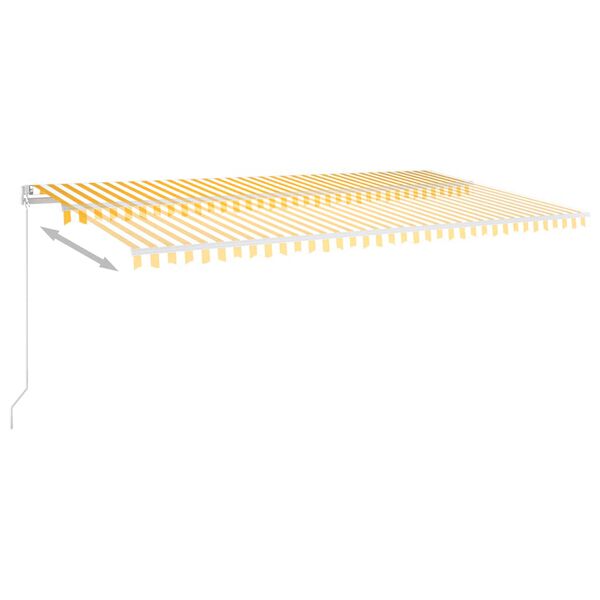 vidaXL automaatne varikatus LED, tuuleandur, 6 x 3 m, kollane ja valge