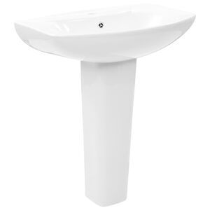 vidaXL iseseisev valamu jalaga, keraamiline, valge 650 x 520 x 200 mm