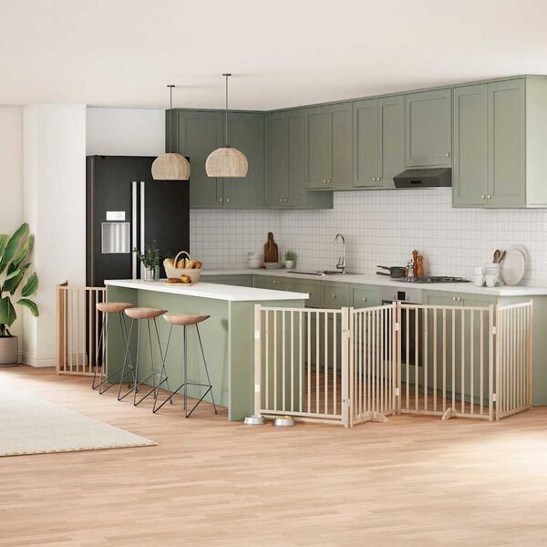 vidaXL kokkupandav koerav&auml;rav uksega, 8 paneeli, 640 cm, paplipuit