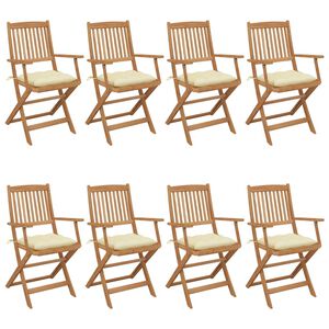 vidaXL kokkupandavad aiatoolid 8 tk, patjadega, akaatsiapuit