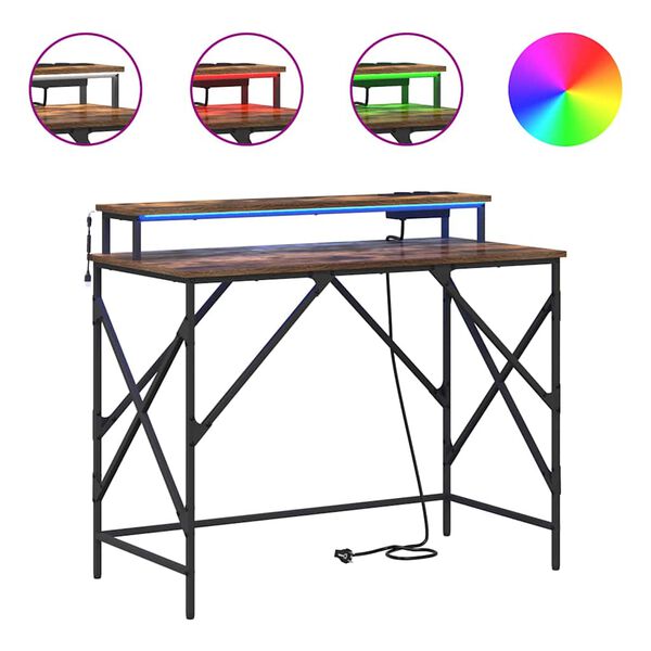vidaXL Laud sahtliga Suitsetatud tamm 120 x 79 x 86,5 cm Tehispuit