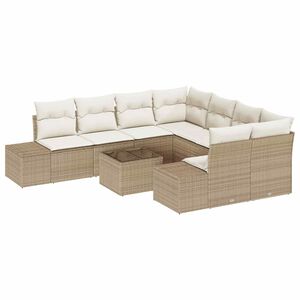 vidaXL Aia Diivanikomplekt padjaga 9 pcs Beez ja koor pol&uuml;rotang