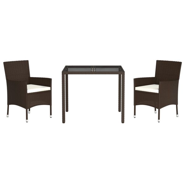 vidaXL 3-osaline aia s&ouml;&ouml;gim&ouml;&ouml;bli komplekt patjadega, pruun, pol&uuml;rotang