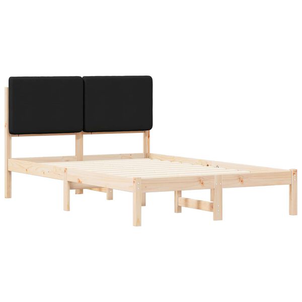 vidaXL Voodiraam Pehme Peatoega peaga Must 135 x 190 cm Tahke mänd
