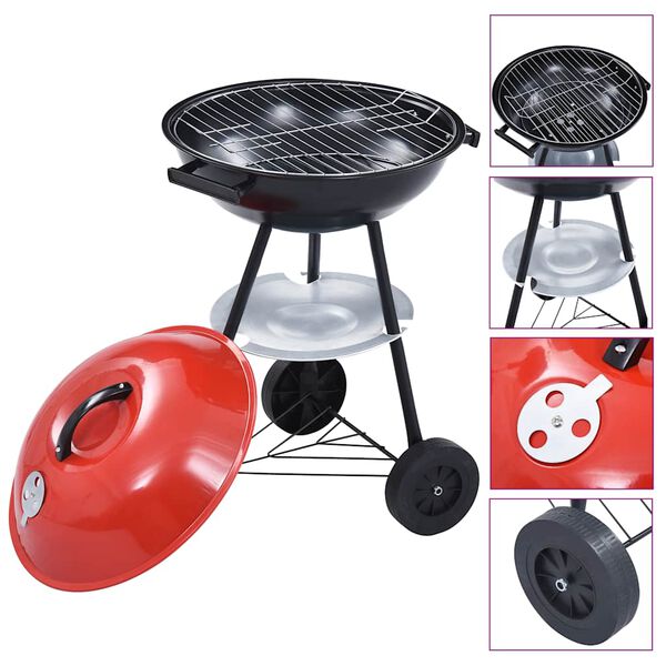 vidaXL kaasaskantav XXL kuppelgrill, ratastega, 44 cm