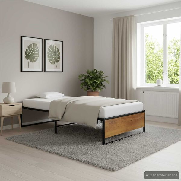 vidaXL voodiraam, must, metall, 100 x 200 cm