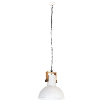 vidaXL tööstuslik laelamp 25 W valge, ümmargune, mangopuit 42 cm E27