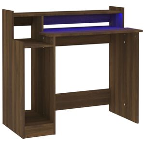 vidaXL kirjutuslaud LED-tuledega, pruun tamm, 97 x 45 x 90 cm