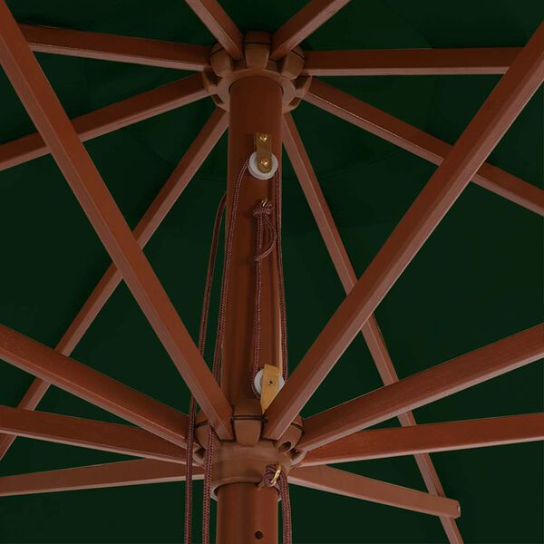 vidaXL päikesevari puidust postiga, 350 cm, roheline