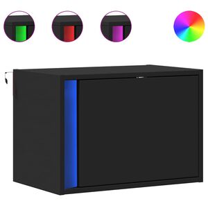 vidaXL seinale kinnitatav &ouml;&ouml;kapp LED-tuledega, must