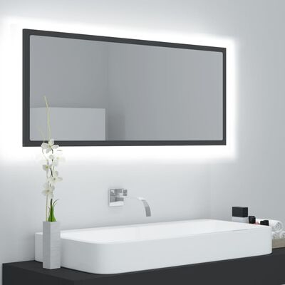 vidaXL LED vannitoa peeglikapp, hall, 100x8,5x37 cm, akrüül