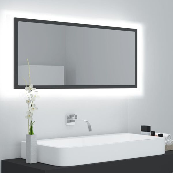 vidaXL LED vannitoa peeglikapp, hall, 100x8,5x37 cm, akr&uuml;&uuml;l