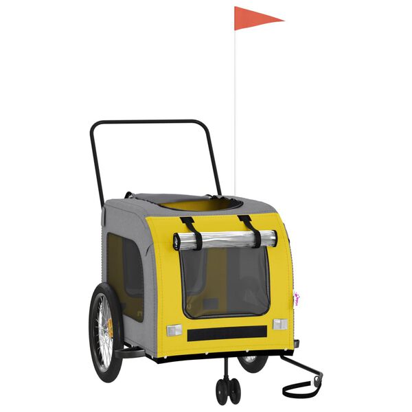 vidaXL lemmiklooma ratta järelkäru, kollane ja hall, kangas/raud