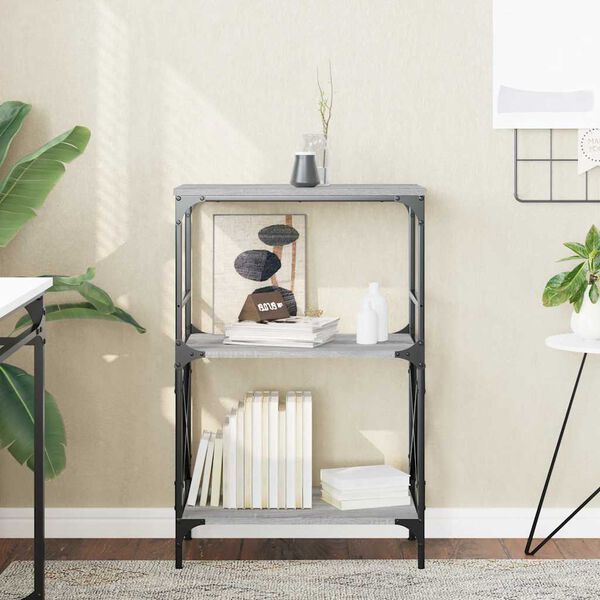 vidaXL raamaturiiul 3 korrust, hall Sonoma 59x35x90,5 cm, tehispuit