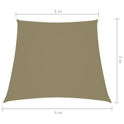 vidaXL oxford-kangast päikesepuri trapets, 3/4x3 m beež