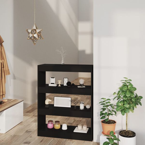 vidaXL raamaturiiul/ruumijagaja, must, 80x30x103 cm, tehispuit