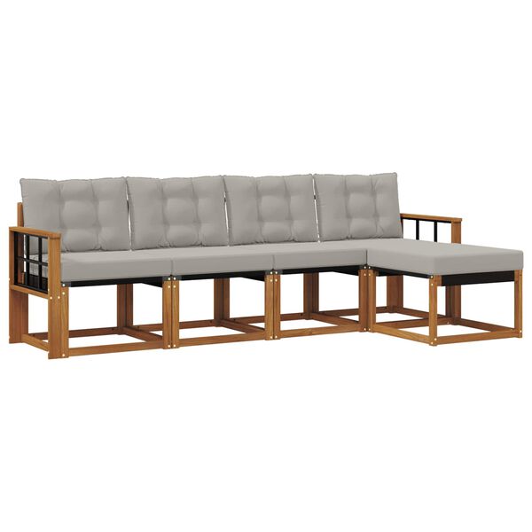 vidaXL V&auml;li diivanikomplekt padjaga 5 pcs Looduslik ja Hele Hall