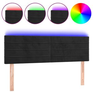 vidaXL LED-voodipeats, must, 144x5x78/88 cm, samet