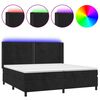 vidaXL kontinentaalvoodi madrats ja LED, must, 200x200 cm, samet