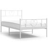vidaXL metallist voodiraam peatsi ja jalutsiga, valge, 100x190 cm