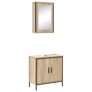 vidaXL Vannitoa m&ouml;&ouml;bleset riiuliga ladustamisega 2 pcs Pruun Tehispuit