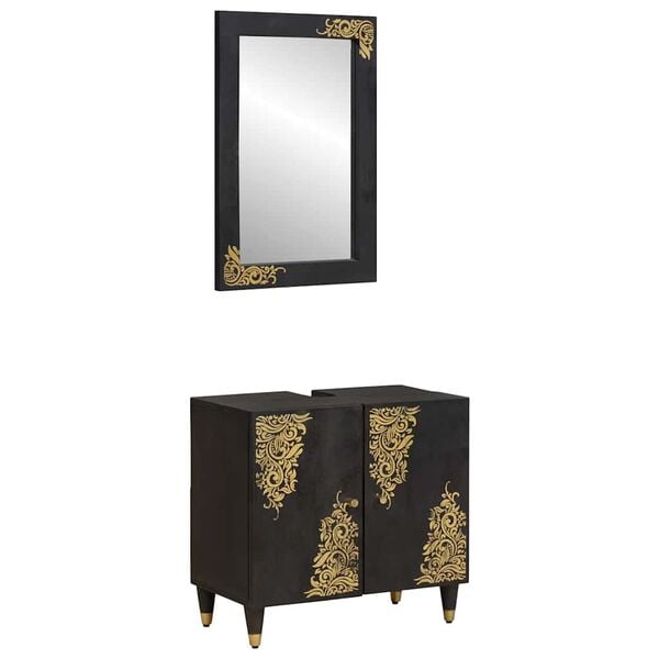 vidaXL Vannitoa kapikomplekt ladustamisega 2 pcs Must Tugev mango puu