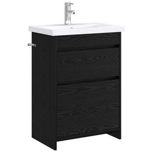 vidaXL Vannitoa m&ouml;&ouml;bleset Must tamm 61 x 40 x 84,5 cm Tehispuit