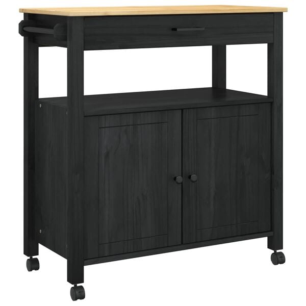 vidaXL Köögikäru Üksvärviline Must 88,5 x 40 x 48 cm