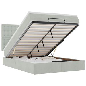 vidaXL ottomani voodi madratsitega, helehall, 140x200 cm, samet