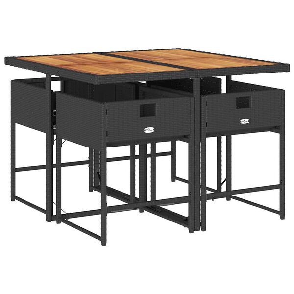 vidaXL 5-osaline aiam&ouml;&ouml;bli komplekt patjadega, must, pol&uuml;rotang