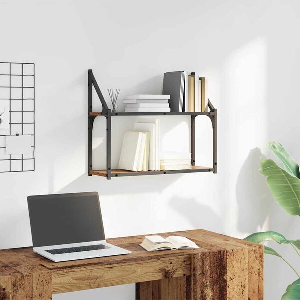 vidaXL Seinariiul riiuliga Vana puit 60 x 21 x 51 cm Tehispuit