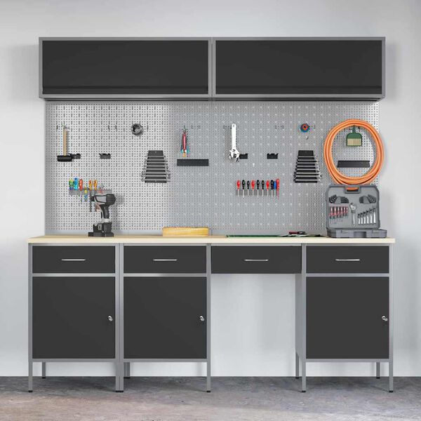 vidaXL T&ouml;&ouml;kappide komplekt sahtliga ladustamisega lukuga 10 pcs Must