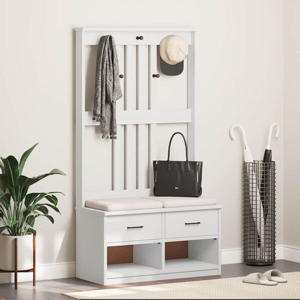 vidaXL saalipuu SANDNES Valge 87x40x159,5 cm täispuidust mänd