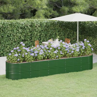 vidaXL aia taimelava, pulbervärvitud teras, 368x80x68 cm, roheline