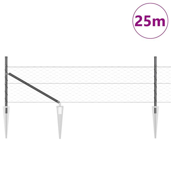 vidaXL Aiapost Hall 25 x 0,8 m (50 mm v&otilde;rk) Terased ja PVC