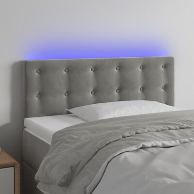 vidaXL LED-voodipeats, helehall, 100x5x78/88 cm, samet