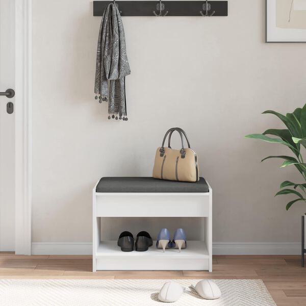 vidaXL Hallipink padjaga riiuliga ladustamisega Valge 63 x 38 x 45 cm