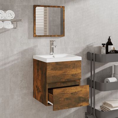 vidaXL vannitoakapp peegliga, suitsutatud tamm, tehispuit