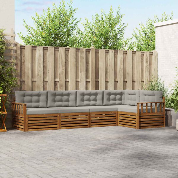 vidaXL V&auml;li diivanikomplekt padjaga 5 pcs Looduslik ja Hele Hall