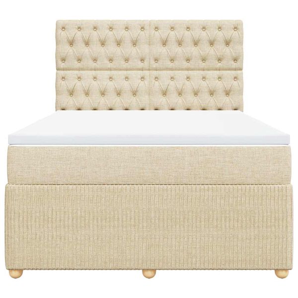 vidaXL kontinentaalvoodi madratsiga, kreemjas, 140x200 cm, kangas